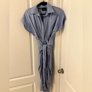 Baby blue silk wrap dress